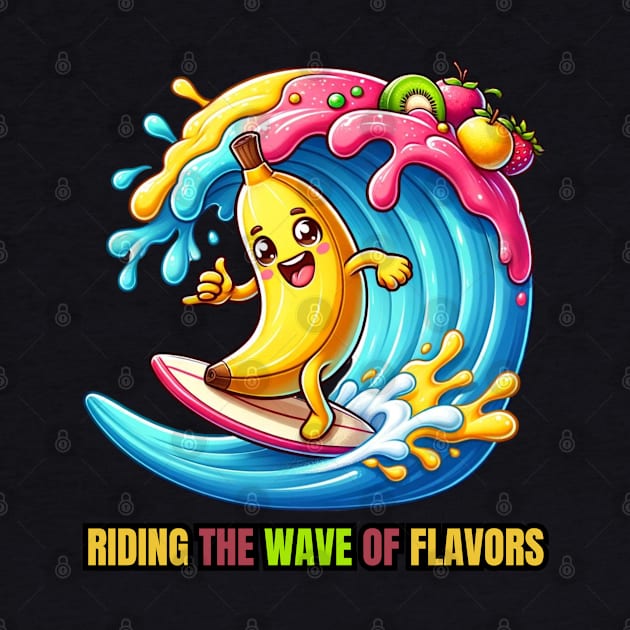 Banana Boarding - Riding the Wave of Flavors Surf Tee by vk09design